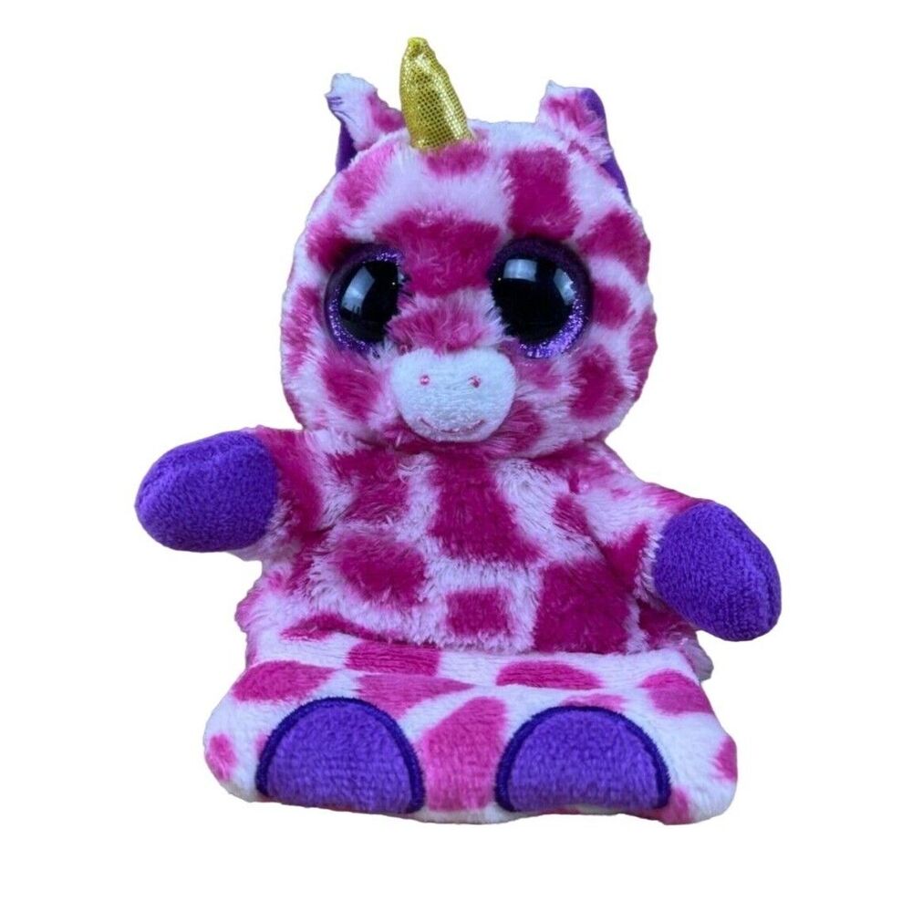 TY Beanie Boos Peek-A-Boo 4" UNI the Unicorn Phone Holder with Cleaner Pink